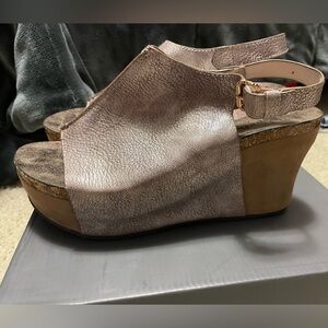 Pierre Dumas Women's Metallic Wedge Sandals size 9